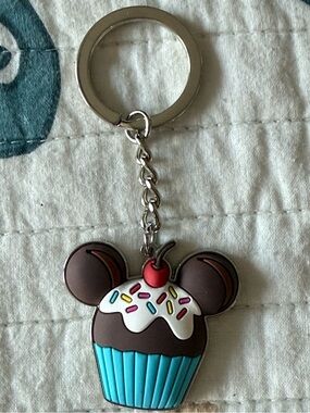 Disney Mickey Blue Cupcake Keychain- NWOT